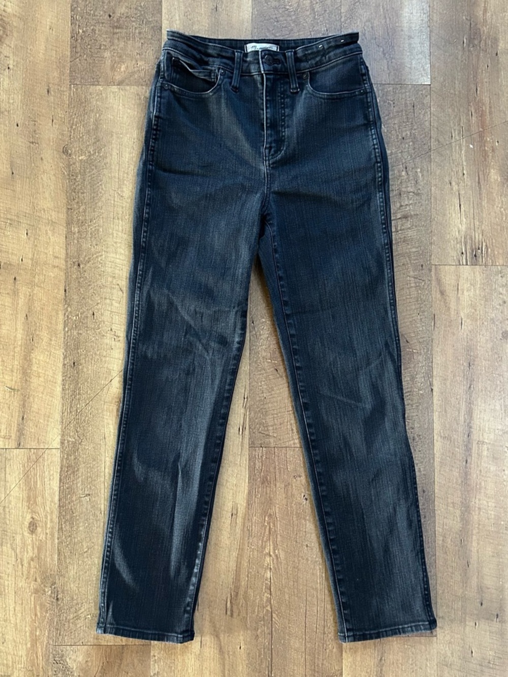 Madewell Curvy Stovepipe Jeans 27 Black High Rise Straight Leg Vintage Wash